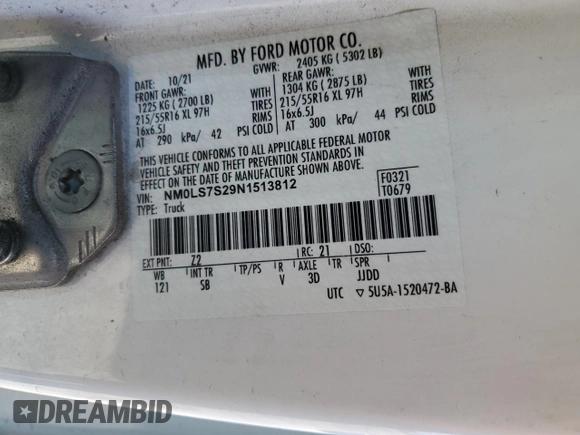 2022 Ford Transit Connect XL with VIN NM0LS7S29N1513812, listed as a Copart auction lot 56651015 with 263,413 mi miles and Clean title. Bid and sale history available at DreamBid. Image 13.