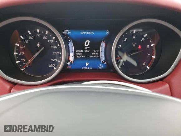 2017 Maserati Ghibli S Q4 with VIN ZAM57RTL3H1218740, listed as a Copart auction lot 55562515 with 72,554 mi miles and Salvage title. Bid and sale history available at DreamBid. Image 9.