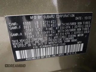 2023 Subaru Ascent Touring z VIN 4S4WMAWD7P3411589, wystawiony jako IAAI lot #42096301 z przebiegiem 41 811 mil mil oraz . Historia ofert i sprzedaży dostępna na DreamBid. Obrazek 9.