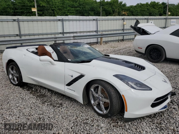 2015 Chevrolet Corvette 2LT with VIN 1G1YD3D7XF5104001, listed as a Copart auction lot 57149215 with Not provided miles and Salvage title. Bid and sale history available at DreamBid. Image 4.