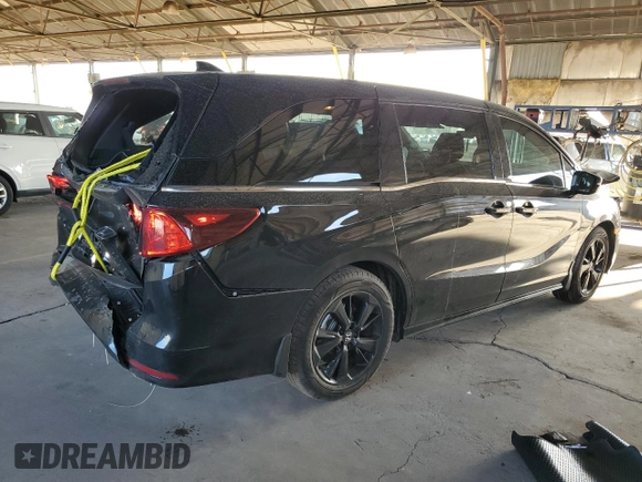 2023 Honda Odyssey Sport with VIN 5FNRL6H71PB025357, listed as a Copart auction lot 45682075 with 56,291 mi miles and Salvage Title. Bid and sale history available at carsss.com. Image 3.