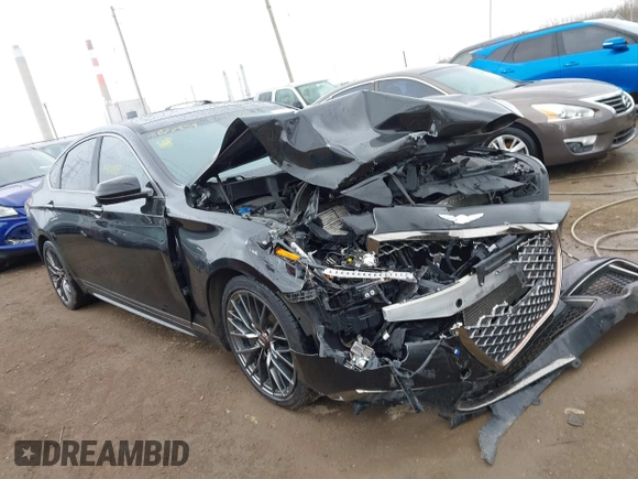 2019 Genesis G80 Sport with VIN KMTFN4JB9KU321079, listed as a IAAI auction lot 41822859 with 71,001 mi miles and . Bid and sale history available at carsss.com. Image 1.