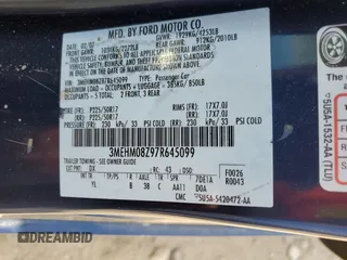 2007 Mercury Milan Premier with VIN 3MEHM08Z97R645099, listed as a Copart auction lot 56129915 with Not provided miles and Salvage title. Bid and sale history available at DreamBid. Image 13.