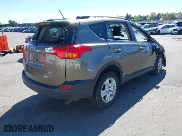2015 Toyota RAV4 LE with VIN JTMBFREV2FD124756, listed as a IAAI auction lot 42051691 with 92,699 mi miles and . Bid and sale history available at DreamBid. Image 4.