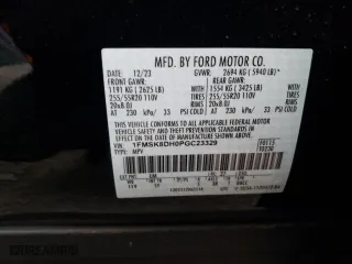 2023 Ford Explorer XLT with VIN 1FMSK8DH0PGC23329, listed as a Copart auction lot 83904284 with 3,402 mi miles and Salvage Title. Bid and sale history available at carsss.com. Image 13.