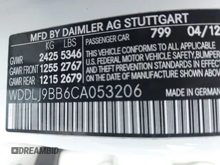 2012 Mercedes-Benz CLS 550 with VIN WDDLJ9BB6CA053206, listed as a IAAI auction lot 42368101 with 110,514 mi miles and . Bid and sale history available at DreamBid. Image 9.