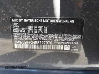 2024 BMW 3 Series 330i with VIN 3MW69FF04R8E27076, listed as a IAAI auction lot 41669381 with 12,057 mi miles. Bid and sale history available at carsss.com. Image 9.