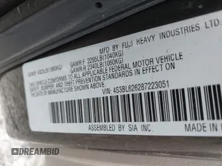 2008 Subaru Legacy Limited с VIN 4S3BL626287223051, выставлен на аукционе IAAI как лот 41903921 с пробегом 181 016 миль миль и . История ставок и продаж доступна на DreamBid. Изображение 9.