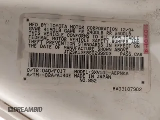 1995 Toyota Camry LE z VIN JT2SK12E8S0299203, wystawiony jako IAAI lot #39607993 z przebiegiem 193 374 mil mil oraz . Historia ofert i sprzedaży dostępna na DreamBid. Obrazek 9.