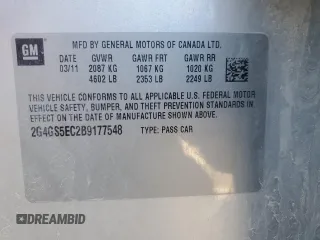 2011 Buick Regal CXL RL4 with VIN 2G4GS5EC2B9177548, listed as a Copart auction lot 47985125 with 170,443 mi miles and Salvage title. Bid and sale history available at DreamBid. Image 12.