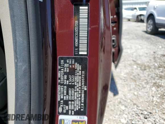 2018 Kia Sedona LX with VIN KNDMB5C10J6357318, listed as a Copart auction lot 54862705 with 64,474 mi miles and Salvage Title. Bid and sale history available at DreamBid. Image 14.