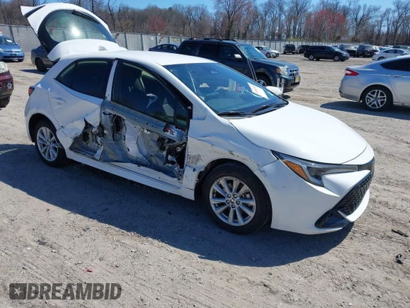 2023 Toyota Corolla Hatchback SE with VIN JTND4MBE8P3212249, listed as a IAAI auction lot 41882389 with 21,589 mi miles. Bid and sale history available at carsss.com. Image 1.