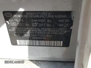 2015 Hyundai Sonata SE z VIN 5NPE24AF7FH020641, wystawiony jako IAAI lot #42368461 z przebiegiem 88 218 mil mil oraz . Historia ofert i sprzedaży dostępna na DreamBid. Obrazek 9.