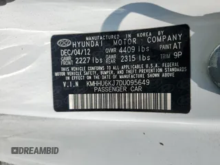 2013 Hyundai Genesis Coupe Grand Touring z VIN KMHHU6KJ7DU095649, wystawiony jako Copart lot #59371065 z przebiegiem Nie podano mil oraz Czysty tytuł • Clean title. Historia ofert i sprzedaży dostępna na DreamBid. Obrazek 12.