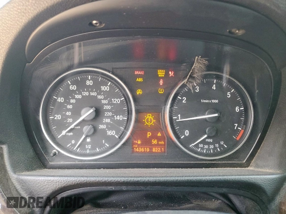 2008 BMW 3 Series 328i with VIN WBAVA37598NL55606, listed as a Copart auction lot 58257725 with 143,619 mi miles and Salvage title. Bid and sale history available at DreamBid. Image 9.