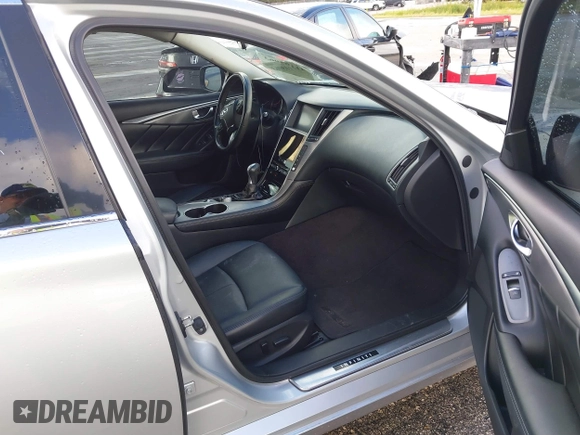 2015 Infiniti Q50 Premium with VIN JN1BV7AP9FM358782, listed as a IAAI auction lot 41103963 with 96,853 mi miles. Bid and sale history available at carsss.com. Image 5.