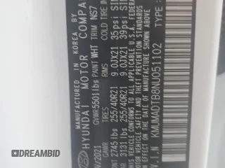 2022 Genesis GV70 2.5T with VIN KMUMADTB8NU051102, listed as a Copart auction lot 63387542 with Not Provided miles and . Bid and sale history available at DreamBid. Image 10.