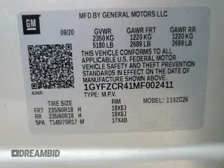 2021 Cadillac XT4 FWD Premium Luxury with VIN 1GYFZCR41MF002411, listed as a Copart auction lot 49746855 with 81,938 mi miles and Salvage title. Bid and sale history available at DreamBid. Image 14.