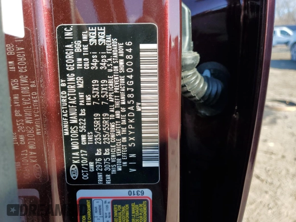 2018 Kia Sorento SX with VIN 5XYPKDA58JG400846, listed as a Copart auction lot 46552055 with 48,677 mi miles and Salvage Title. Bid and sale history available at DreamBid. Image 13.
