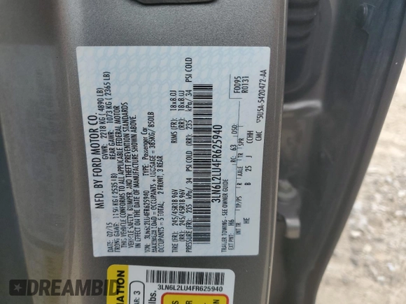 2015 Lincoln MKZ Hybrid z VIN 3LN6L2LU4FR625940, wystawiony jako Copart lot #61721025 z przebiegiem 56 151 mil mil oraz Szkoda całkowita • Salvage title. Historia ofert i sprzedaży dostępna na DreamBid. Obrazek 12.