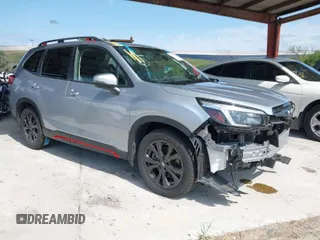 2021 Subaru Forester Sport with VIN JF2SKALCXMH499607, listed as a IAAI auction lot 41910754 with 55,419 mi miles. Bid and sale history available at carsss.com. Image 1.