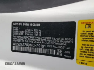 2021 BMW M4 Competition with VIN WBS33AZ09MCH29191, listed as a Copart auction lot 89396805 with Not Provided miles and Salvage Title. Bid and sale history available at carsss.com. Image 14.