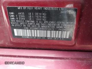 2013 Subaru Legacy Premium с VIN 4S3BMCC69D3010075, выставлен на аукционе IAAI как лот 42613262 с пробегом 153 798 миль миль и . История ставок и продаж доступна на DreamBid. Изображение 9.