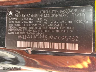 2009 BMW 1 Series 135i with VIN WBAUC73519VK95762, listed as a Copart auction lot 49636375 with 89,890 mi miles and Salvage Title. Bid and sale history available at carsss.com. Image 14.