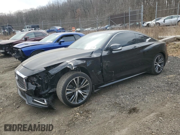 2017 Infiniti Q60 Premium with VIN JN1CV7EKXHM110109, listed as a Copart auction lot 49949525 with 45,424 mi miles and Salvage title. Bid and sale history available at DreamBid. Image 1.