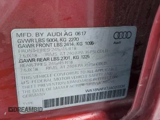 2018 Audi A4 allroad Premium Plus with VIN WA18NAF47JA020336, listed as a Copart auction lot 84744894 with 145,250 mi miles and Salvage Title. Bid and sale history available at carsss.com. Image 12.