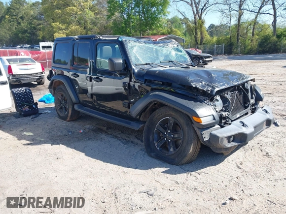 2019 Jeep Wrangler Unlimited Sport S with VIN 1C4HJXDG7KW671598, listed as a IAAI auction lot 42059734 with 63,899 mi miles and . Bid and sale history available at DreamBid. Image 1.