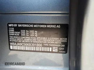 2019 BMW 5 Series 530e with VIN WBAJA9C56KB391866, listed as a Copart auction lot 46541905 with Not provided miles and Salvage title. Bid and sale history available at DreamBid. Image 14.