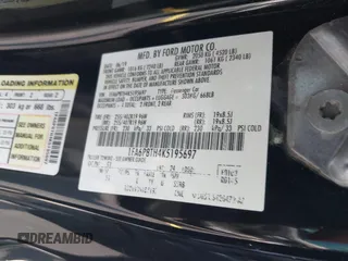 2019 Ford Mustang EcoBoost with VIN 1FA6P8TH4K5195697, listed as a IAAI auction lot 42249316 with 111,638 mi miles and . Bid and sale history available at DreamBid. Image 9.