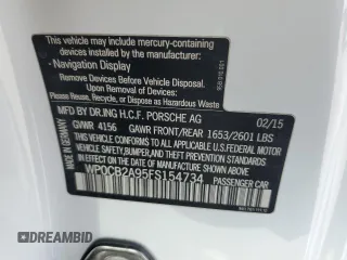 2015 Porsche 911 Carrera S with VIN WP0CB2A95FS154734, listed as a Copart auction lot 45084485 with 28,801 mi miles and Salvage Title. Bid and sale history available at DreamBid. Image 13.