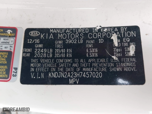 2017 Kia Soul with VIN KNDJN2A23H7457020, listed as a IAAI auction lot 41933705 with 80,887 mi miles. Bid and sale history available at carsss.com. Image 9.