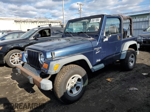 2000 Jeep Wrangler Sport with VIN 1J4FA49S2YP803165, listed as a Copart auction lot 85611904 with 192,427 mi miles and Non repairable. Bid and sale history available at DreamBid. Image 1.