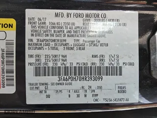 2017 Ford Fusion SE with VIN 3FA6P0H70HR393099, listed as a Copart auction lot 50997625 with 105,125 mi miles and Clean Title. Bid and sale history available at carsss.com. Image 12.