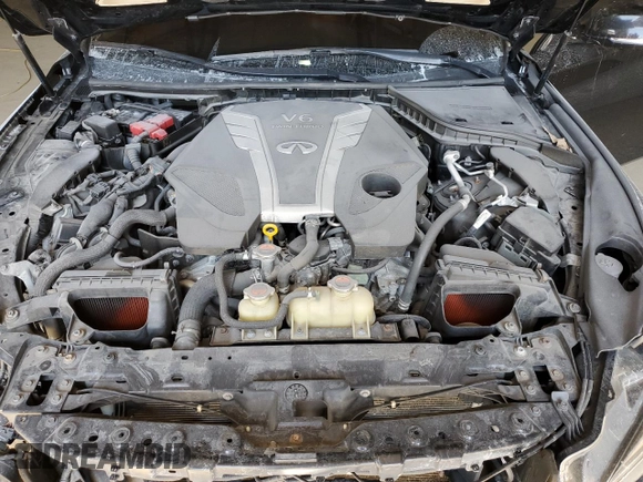 2016 Infiniti Q50 Red Sport 400 with VIN JN1FV7AR8GM450745, listed as a Copart auction lot 54018795 with 116,758 mi miles and Salvage title. Bid and sale history available at DreamBid. Image 11.