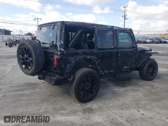 2021 Jeep Wrangler Unlimited Sahara High Altitude with VIN 1C4HJXEM0MW669053, listed as a Copart auction lot 47887465 with Not provided miles and Salvage title. Bid and sale history available at DreamBid. Image 3.