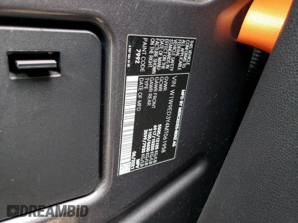 2021 Mercedes-Benz Sprinter with VIN W1W9ED3Y4MT061958, listed as a Copart auction lot 53903584 with 18,792 mi miles and Clean Title. Bid and sale history available at DreamBid. Image 10.