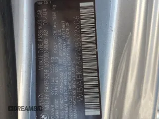 2004 BMW 6 Series 645Ci z VIN WBAEK73424B322606, wystawiony jako Copart lot #57434555 z przebiegiem Nie podano mil oraz Szkoda całkowita • Salvage title. Historia ofert i sprzedaży dostępna na DreamBid. Obrazek 13.