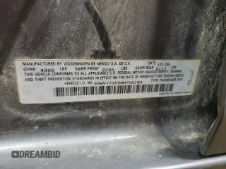 2006 Volkswagen Jetta 1.9L TDI with VIN 3VWST71KX6M700183, listed as a Copart auction lot 57147055 with 262,075 mi miles and Salvage title. Bid and sale history available at DreamBid. Image 12.