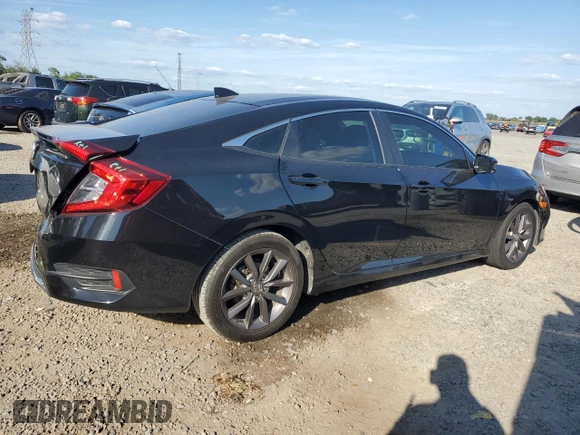 2020 Honda Civic Sedan EX with VIN 19XFC1F38LE010229, listed as a Copart auction lot 52002275 with 62,773 mi miles and Salvage Title. Bid and sale history available at carsss.com. Image 3.