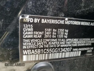 2016 BMW 5 Series 535i with VIN WBA5B1C55GG134207, listed as a Copart auction lot 54599995 with 152,409 mi miles and Clean Title. Bid and sale history available at carsss.com. Image 12.