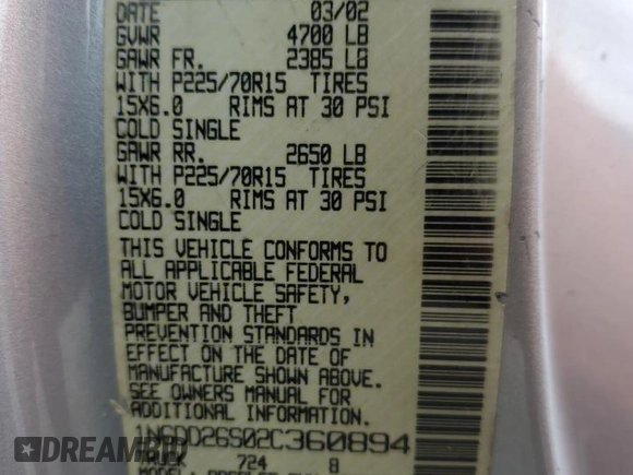 2002 Nissan Frontier z VIN 1N6DD26S02C360894, wystawiony jako Copart lot #54633205 z przebiegiem 239 440 mil mil oraz Szkoda całkowita • Salvage title. Historia ofert i sprzedaży dostępna na DreamBid. Obrazek 13.
