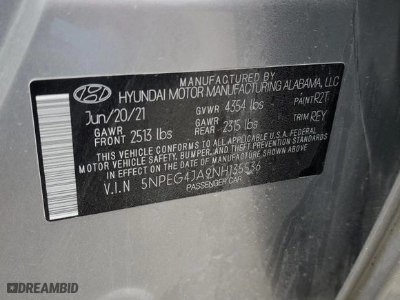 2022 Hyundai Sonata SE with VIN 5NPEG4JA9NH135536, listed as a Copart auction lot 47801255 with 98,798 mi miles and Salvage Title. Bid and sale history available at carsss.com. Image 12.