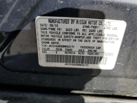 2011 Infiniti G25 Sedan x with VIN JN1DV6AR6BM652171, listed as a Copart auction lot 80255524 with 232,576 mi miles and Salvage Title. Bid and sale history available at carsss.com. Image 14.