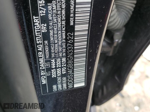 2016 Mercedes-Benz CLA 250 with VIN WDDSJ4GB8GN337622, listed as a Copart auction lot 61073255 with Not provided miles and Clean title. Bid and sale history available at DreamBid. Image 12.