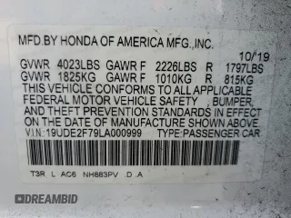 2020 Acura ILX w/Premium Pkg with VIN 19UDE2F79LA000999, listed as a Copart auction lot 50295255 with 0 mi miles and Salvage Title. Bid and sale history available at carsss.com. Image 13.