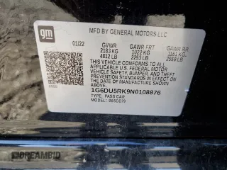 2022 Cadillac CT5 Sport z VIN 1G6DU5RK9N0108876, wystawiony jako Copart lot #49467845 z przebiegiem Nie podano mil oraz Szkoda całkowita • Salvage title. Historia ofert i sprzedaży dostępna na DreamBid. Obrazek 12.
